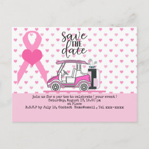 Golf save the date Breast Cancer Awareness pink Postcard