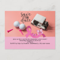 Golf save the date Breast Cancer Awareness pink