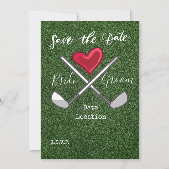 Golf  Save the date bride and groom name on green Invitation (Front)