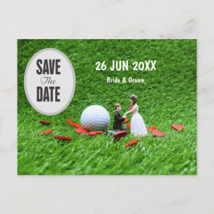 Golf Save the Date Bride and Groom Wedding Invita Postcard