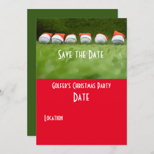 Golf Save the Date Christmas Party Golf ball Santa Invitation