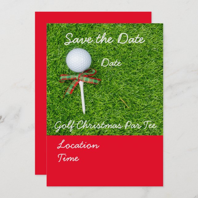 Golf Save the date for Christmas with golf ball Invitation (Front/Back)