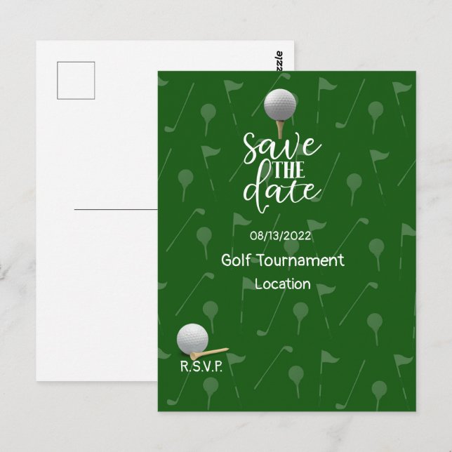 Golf Save the Date for Golf Tournament Golfer   Postcard (Front/Back)