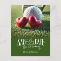 Golf save the date for wedding bride groom