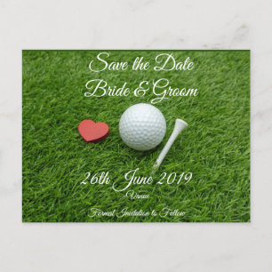 Golf Save the date for wedding with  golf ball Invitation Postcard
