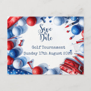 Golf Save the date Golf Tournament 4th July themed Announcement Postcard