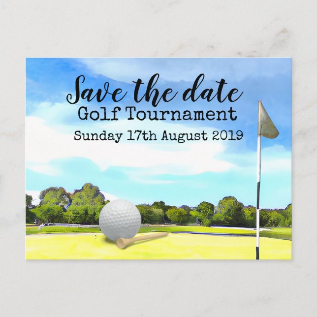 Golf Save the date Golf Tournament  Announcement Postcard (Front)