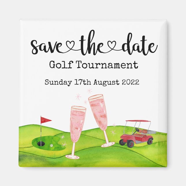Golf Save the date Golf Tournament golfer Wedding Magnet (Front)
