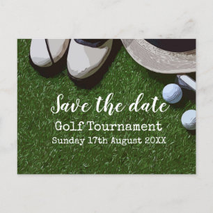 Golf Save the date Golf Tournament on green Announcement Postcard