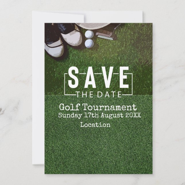 Golf Save the date Golf Tournament on green Invitation (Front)