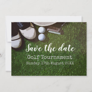 Golf Save the date Golf Tournament on green Invitation