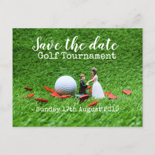 Golf Save the date Golf Tournament Wedding  Announcement Postcard