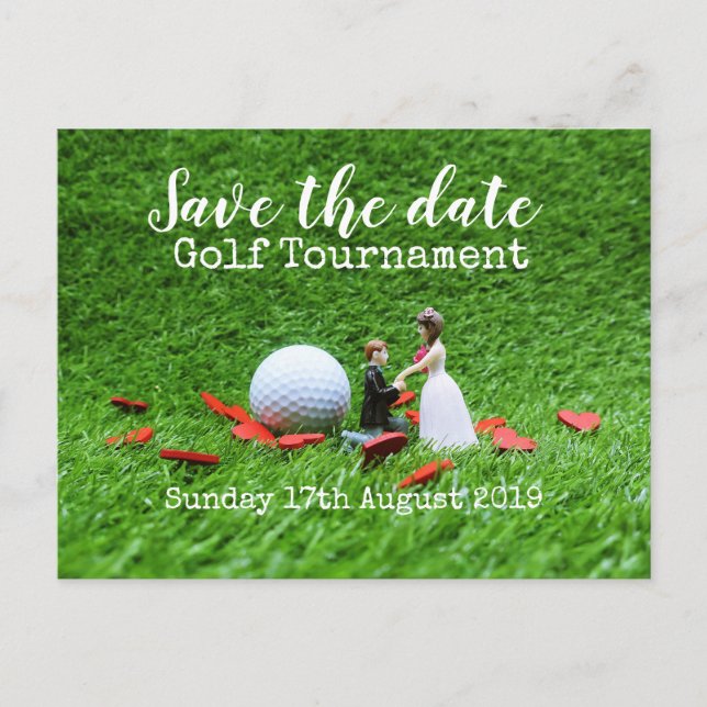 Golf Save the date Golf Tournament Wedding  Announcement Postcard (Front)