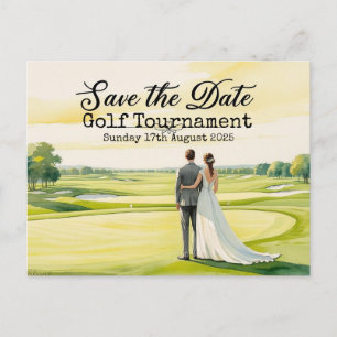 Golf Save the date Golf Tournament Wedding Announcement Postcard