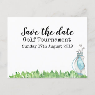 Golf Save the date Golf Tournament with golf bag Announcement Postcard