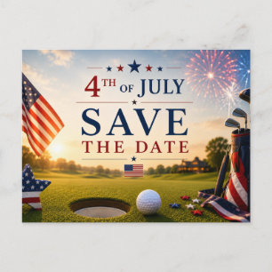 Golf Save the date Golf Tournament with U.S.A.flag Announcement Postcard