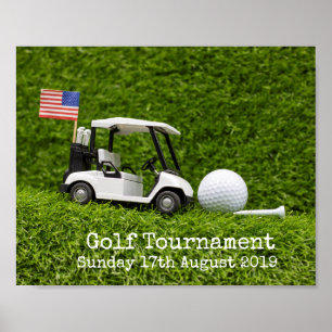 Golf Save the date Golf Tournament with U.S.A.flag Poster