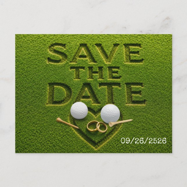 Golf Save the date Golf  wedding Announcement Postcard (Front)