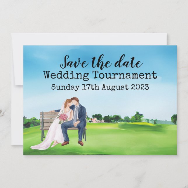 Golf Save the date Golf Wedding Watercolor  Invitation (Front)