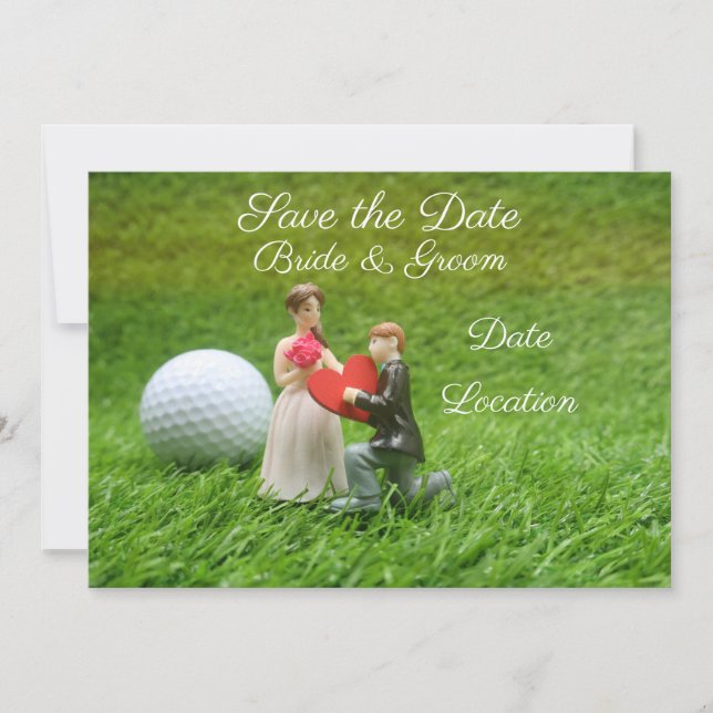 Golf Save the date groom and bride with love Invitation (Front)