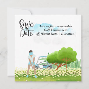 Golf Save the Date party for woman golfer party Invitation