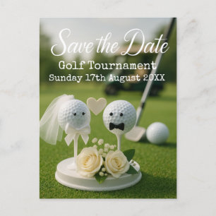 Golf Save the date wedding themed for golfer Announcement Postcard