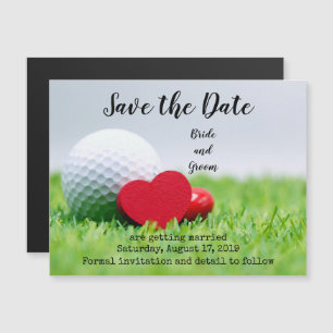 Golf Save the date with golf and heart Magnetic Invitation