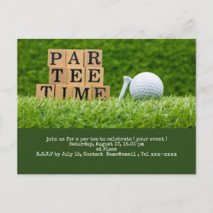 Golf save the date with golf ball and tee postcard