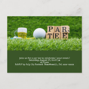 Golf save the date with golf ball and tee postcard