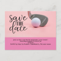 Golf save the date with golf ball for woman pink