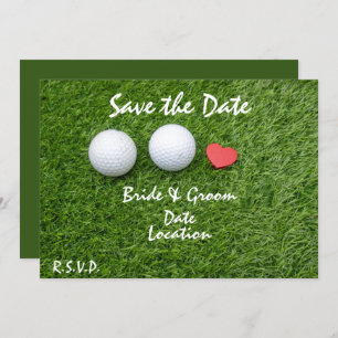 Golf Save the Date with golf ball in love on green Invitation