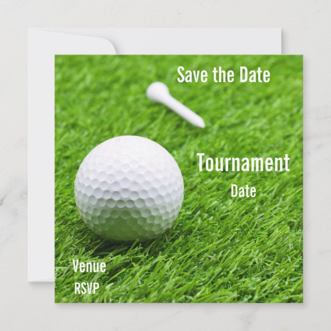 Golf Save the Date with golf ball on green (Front)