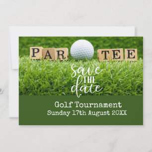 Golf Save the date with golf ball on green  Invitation