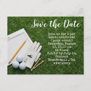Golf save the date with golf ball  postcard