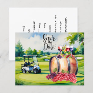 Golf Save the Date with golf balls on green grass Invitation