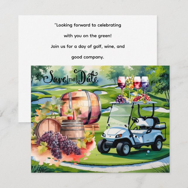 Golf Save the Date with golf balls on green grass Invitation (Front/Back)