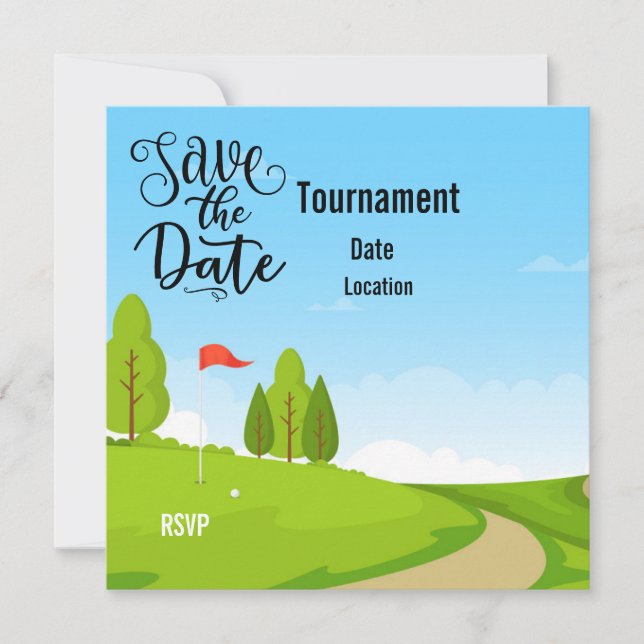 Golf Save the Date with golf course view  (Front)