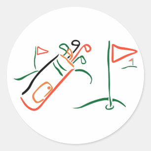 Golf Scene Classic Round Sticker