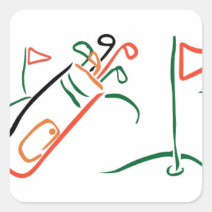 Golf Scene Square Sticker