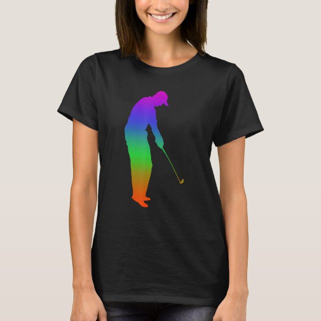 Golf Shadows In Rainbow Colour T-Shirt (Front)