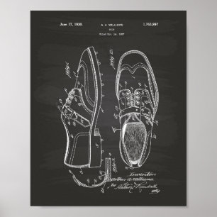 Golf Shoe 1927 Patent Art - Chalkboard Poster