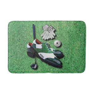 Golf Shoes Ball Gloves Club Driver With Your Name Bath Mat