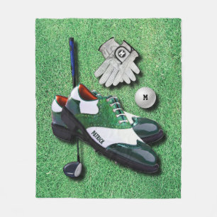 Golf Shoes Ball Gloves Club Driver With Your Name Fleece Blanket