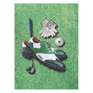 Golf Shoes Ball Gloves Club Driver With Your Name Tablecloth