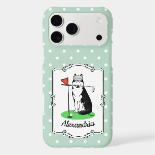 Golf Siberian Husky (black) Dog Playing Cute Funny