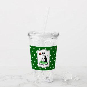 Golf Siberian Husky (black) Dog Playing Cute Funny Acrylic Tumbler