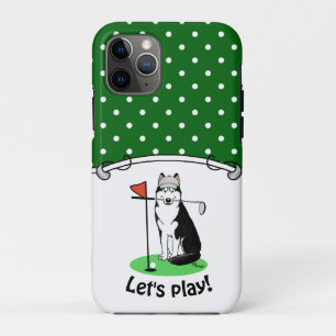 Golf Siberian Husky (black) Dog Playing Cute Funny iPhone 11 Pro Case