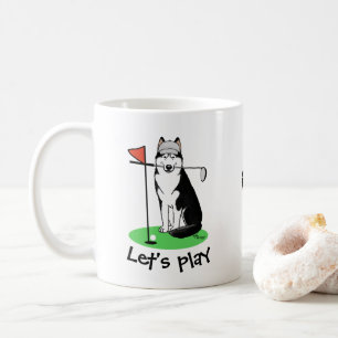 Golf Siberian Husky (black) Dog Playing Cute Funny Coffee Mug