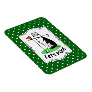 Golf Siberian Husky (black) Dog Playing Cute Funny Magnet