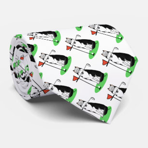 Golf Siberian Husky (black) Dog Playing Cute Funny Tie